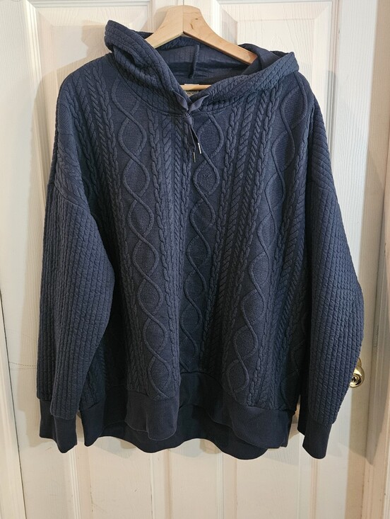 RBX Tops - RBX Womens Cable Knit Look Hoodie Sweatshirt Blue XXL